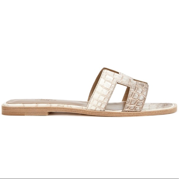 Hermes White Himalaya Oran Sandals - Picture 8 of 12